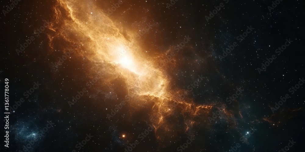 Fototapeta premium Cosmic galaxy abstract background with multicolored glowing stars