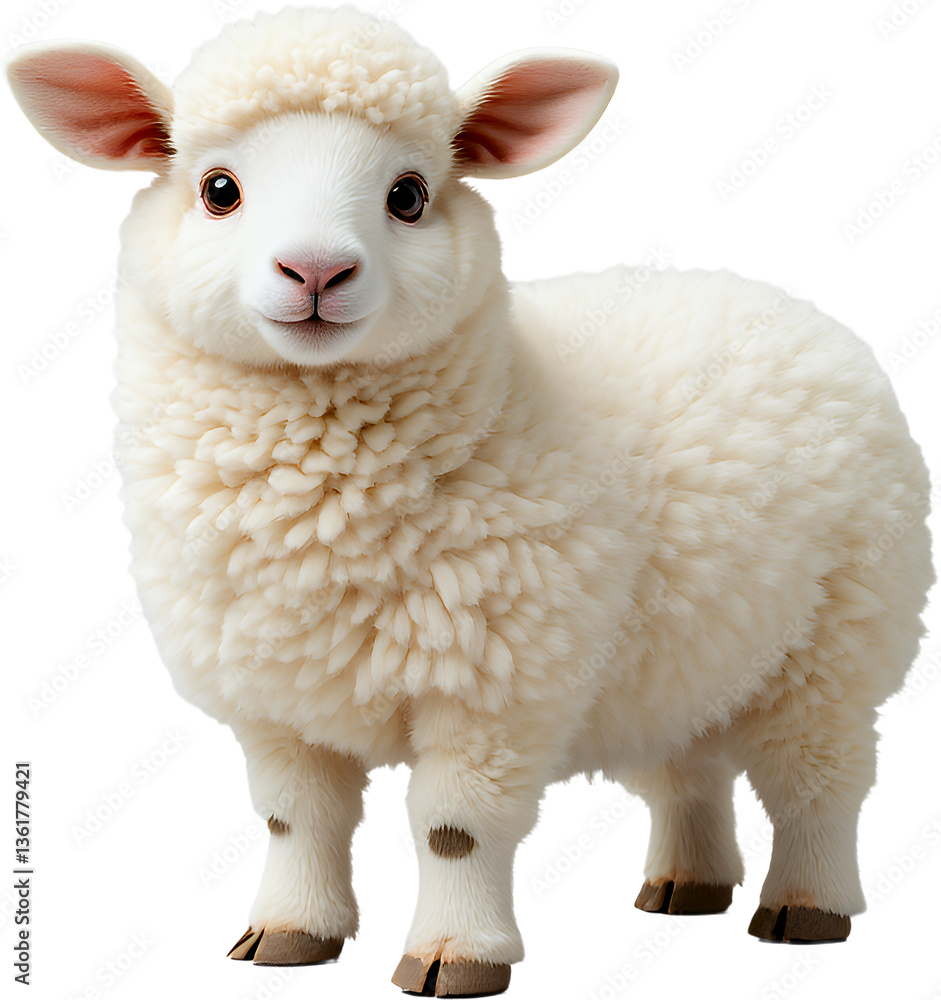 Fototapeta premium Cute White Lamb with Transparent Background