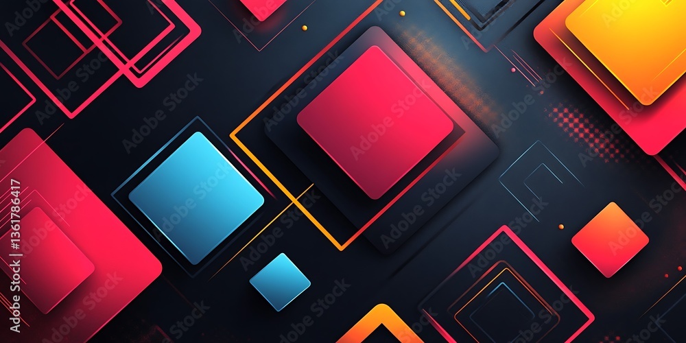 Abstract Composition Displaying Colorful Geometric Squares And Shapes Abstract Composition Displaying Colorful Geometric Squares And Shapes
