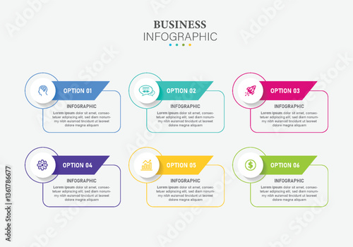 6 Steps presentation business infographic template vector.