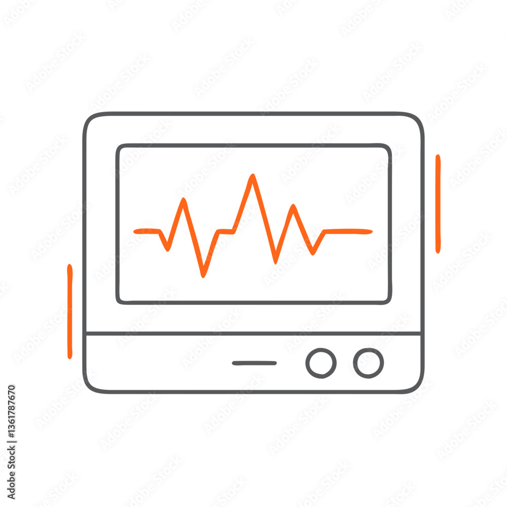 Medical monitor displaying heart rate data in an emergency room setting, symbolizing healthcare technology, patient monitoring, and medical emergency preparedness. Medical monitor displaying heart rate data in an emergency room setting, symbolizing healthcare technology, patient monitoring, and medical emergency preparedness.
