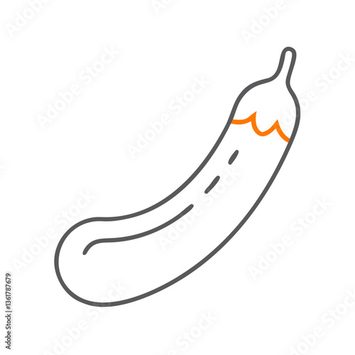A stylized illustration of a cucumber, showcasing its smooth skin and curved shape, ideal for culinary graphics, dietary recipes, and healthy eating campaigns.