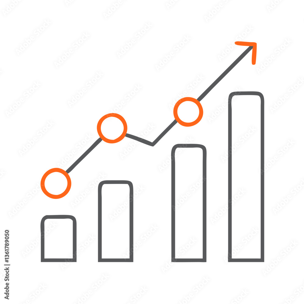 A growing bar graph with an upward trend, representing business development, analysis of financial progress, effective growth strategies, and data visualization in a professional setting. A growing bar graph with an upward trend, representing business development, analysis of financial progress, effective growth strategies, and data visualization in a professional setting.