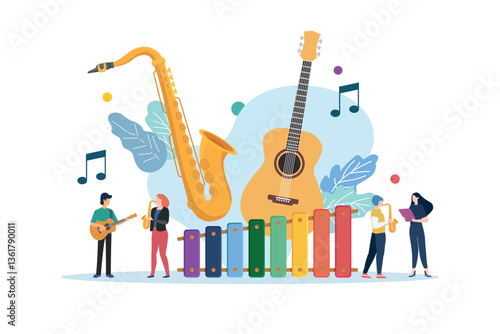 Musical class with miniature people