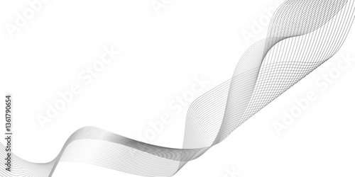 abstract background with wave line, black gradient curve shape isolated on white background, a drawing of wavy lines on a white background, representing invisible movement and speed focus on.