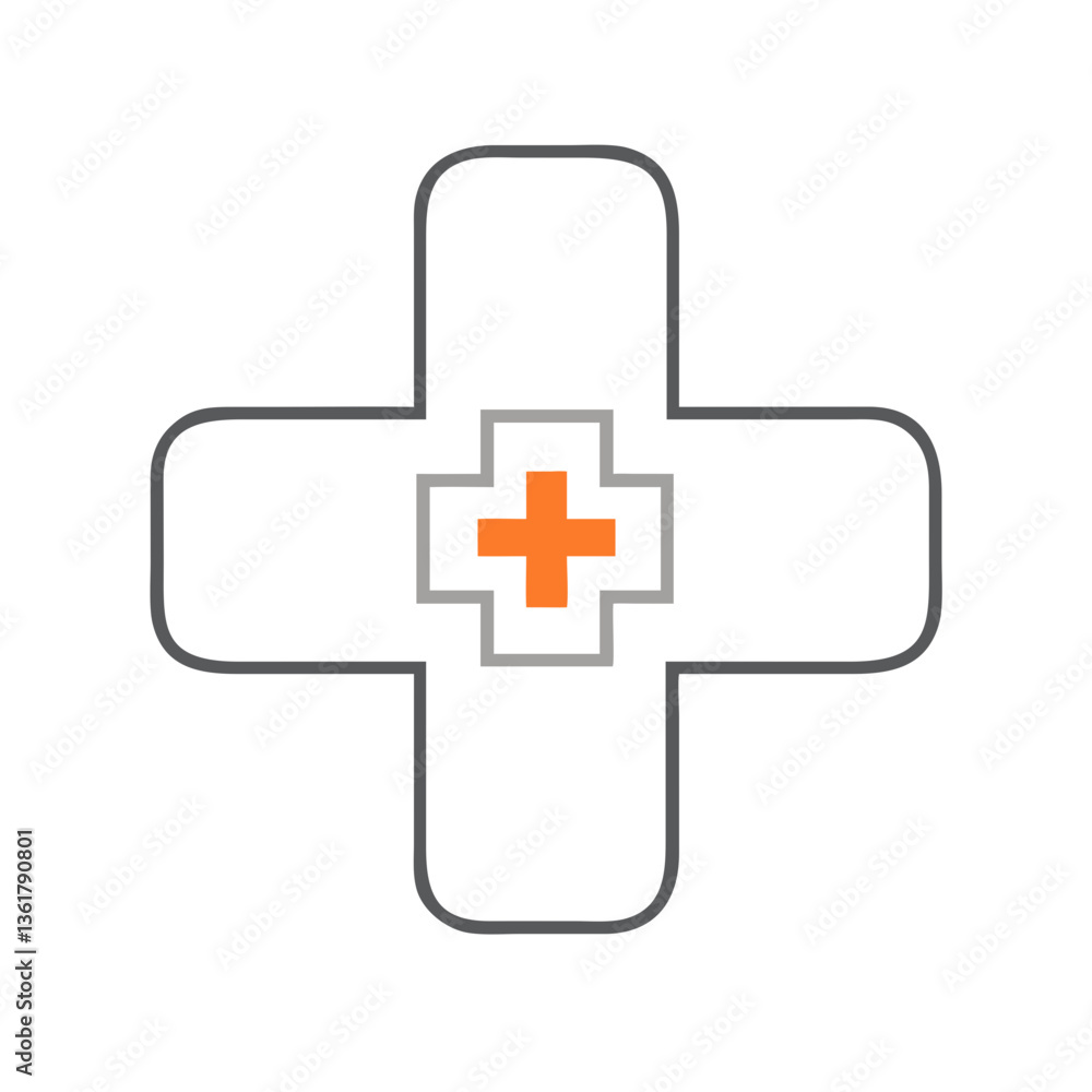 Fototapeta premium A medical symbol featuring a cross in a simple and modern design, representing healthcare, emergency services, and the importance of medical assistance in society.