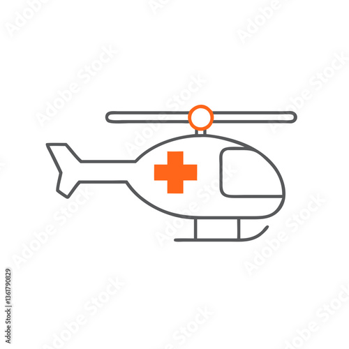 A helicopter with a medical cross, symbolizing emergency air transport, critical patient evacuation, disaster response, and rapid hospital delivery in remote or urgent situations.
