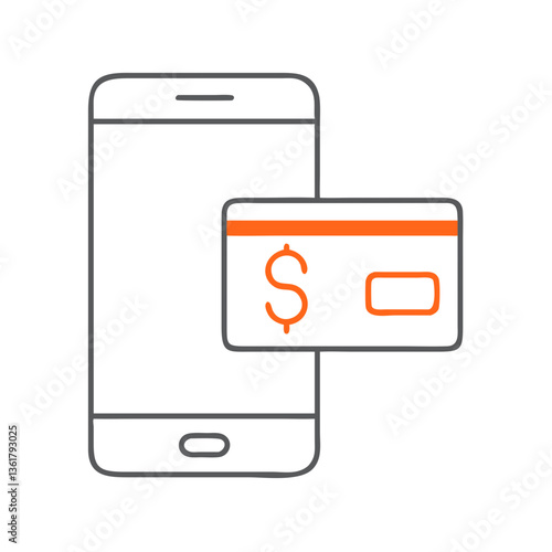 A smartphone with a credit card symbolizing digital payment methods, showcasing modern finance technology, online transactions, and the evolution of shopping experiences in a minimalist design.