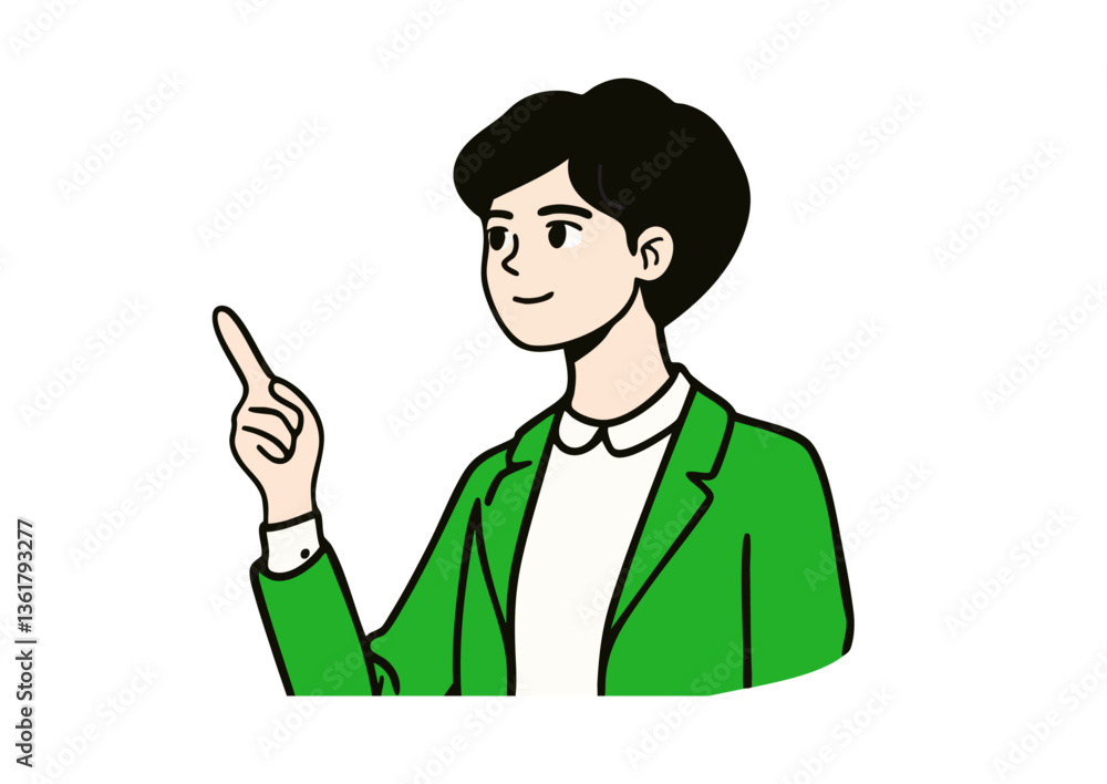 Vector illustration of a professional woman guiding or explaining Vector illustration of a professional woman guiding or explaining