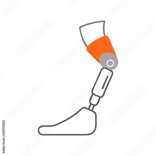 An illustrated prosthetic leg design with a modern aesthetic, concept innovative technology in healthcare, representing mobility solutions, independence, and advancements in rehabilitation.