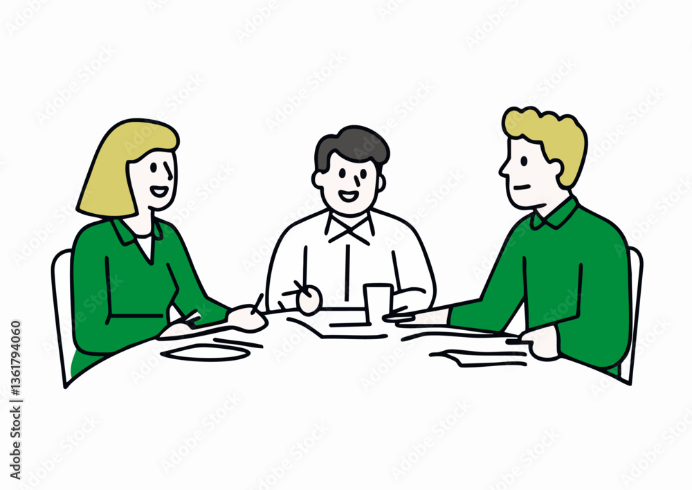 Vector illustration of a professional meeting or discussion scene Vector illustration of a professional meeting or discussion scene