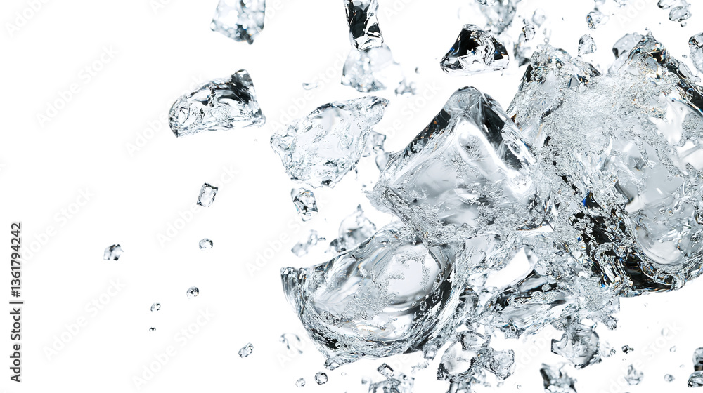Crystal-clear water droplets frozen in mid-air, Crystal-clear water droplets frozen in mid-air,