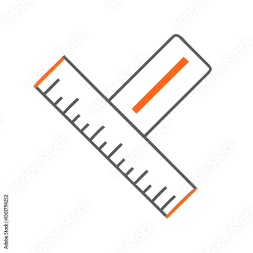 A minimalist illustration of a ruler and square, showcasing precision in design and measurement, essential tools for architects and designers, symbolizing accuracy and creativity in construction.
