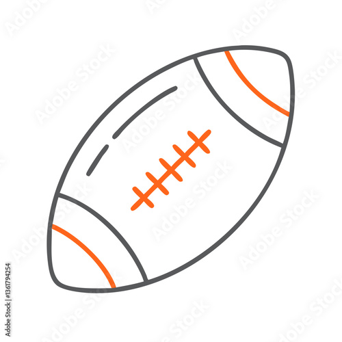 An illustrated orange and white American football, symbolizing sports culture, teamwork, and competitive spirit, ideal for sports-related media, promotional materials, and educational content.