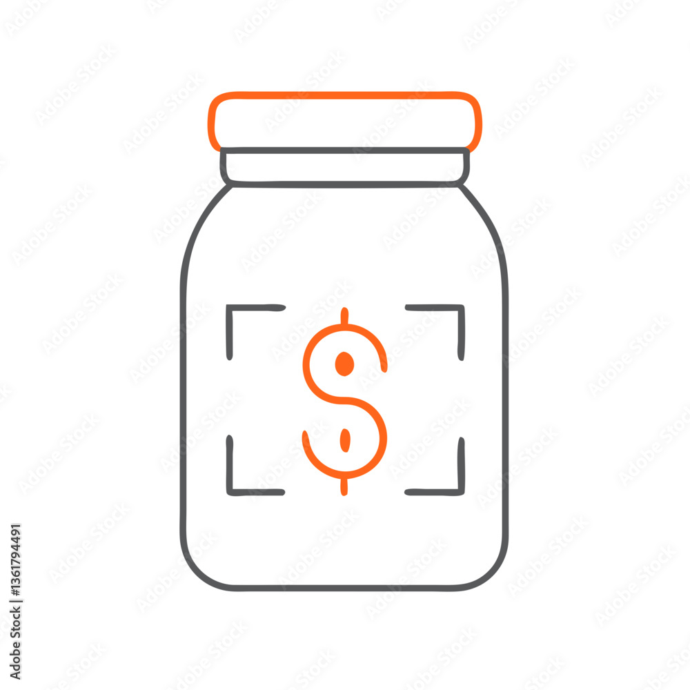 A transparent jar with a dollar sign, concept savings and financial planning, showing the concept of personal finance management and budgeting for future goals, simplicity in saving. A transparent jar with a dollar sign, concept savings and financial planning, showing the concept of personal finance management and budgeting for future goals, simplicity in saving.