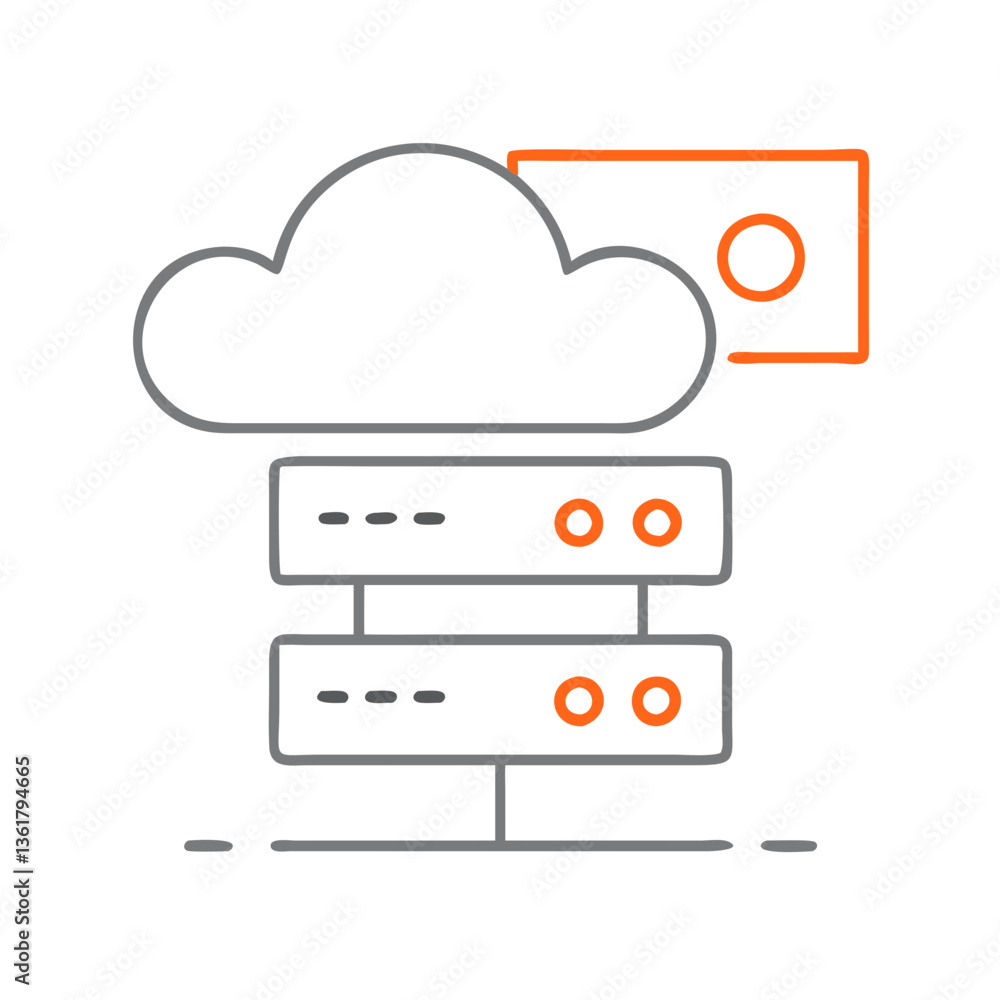 Digital cloud storage concept illustration with server racks and cloud icon, representing modern data management, technology evolution, secure storage solutions, and digital transformation. Digital cloud storage concept illustration with server racks and cloud icon, representing modern data management, technology evolution, secure storage solutions, and digital transformation.
