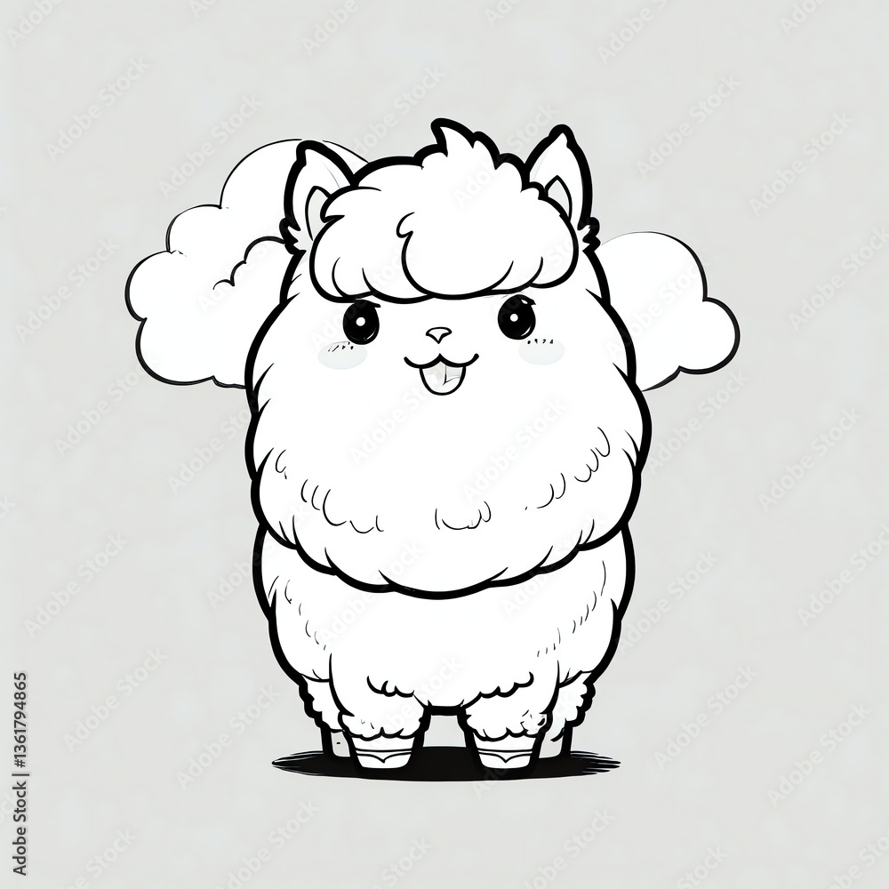 Fototapeta premium Adorable Alpaca Illustration: A Cute Cartoon Alpaca Design