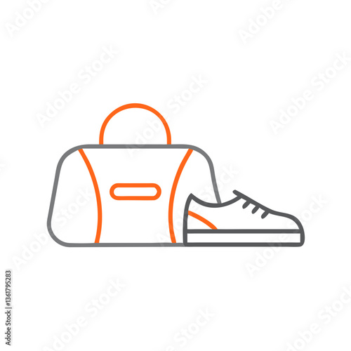 Stylized illustration of a sports shoe beside a duffel bag, concept athleticism and fitness, perfect for sports-themed designs, fitness articles, and promotional materials.