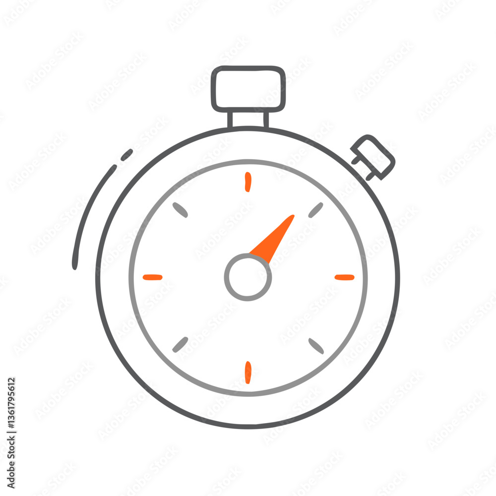 Obraz premium A minimalist stopwatch illustration featuring a sleek, circular design, symbolizing time management, efficiency, and the importance of timing in daily activities and business productivity.