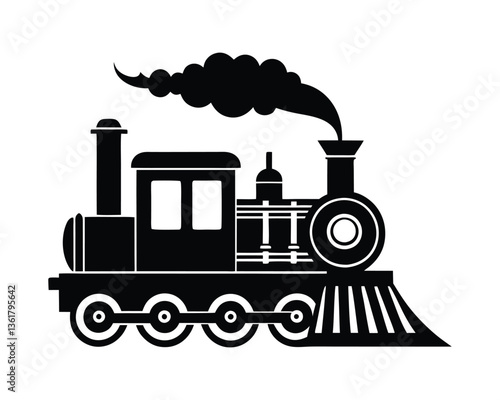 A classic steam locomotive vector silhouette design.