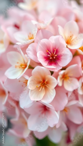 Swirling pastel blossoms, blurred petals, soft focus, abstract floral art, vine, background