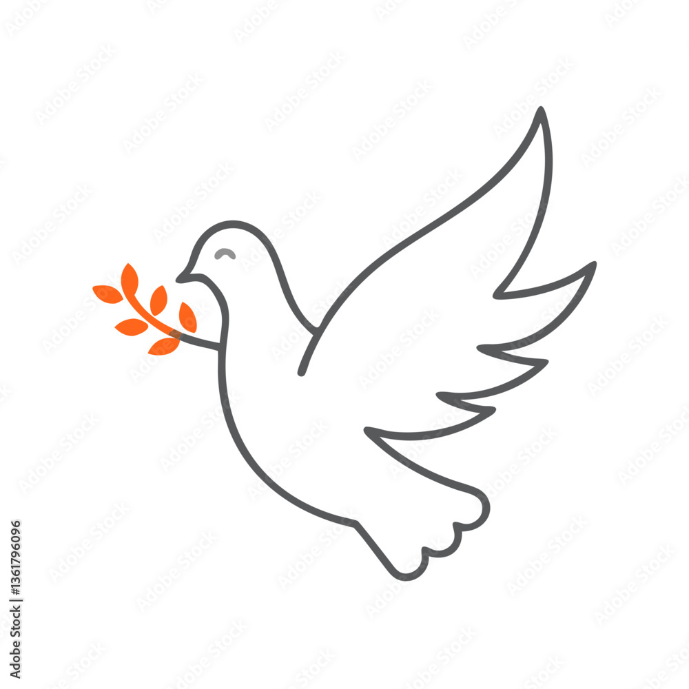 A dove carrying an olive branch soaring gracefully through the air, symbolizing peace and hope, often used in artistic representations of tranquility and harmony. A dove carrying an olive branch soaring gracefully through the air, symbolizing peace and hope, often used in artistic representations of tranquility and harmony.