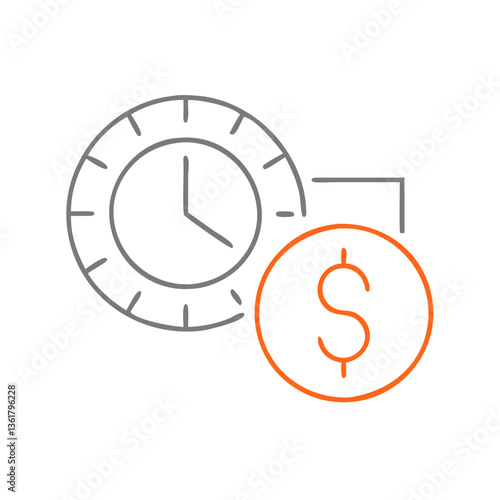 Conceptual illustration of a clock representing time management alongside a dollar symbol illustrating the value of time, ideal for business discussions on productivity and financial planning.