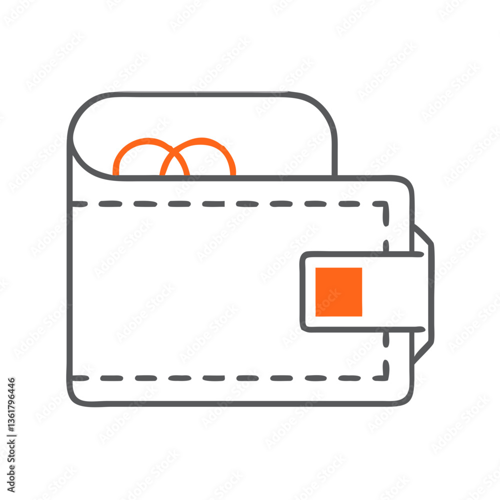 An illustrated wallet with coins peeking out, concept financial security and budgeting, minimalist design for personal finance, illustrating savings and smart spending habits. An illustrated wallet with coins peeking out, concept financial security and budgeting, minimalist design for personal finance, illustrating savings and smart spending habits.