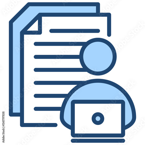 Clerical Work Icon Lineal Blue Style