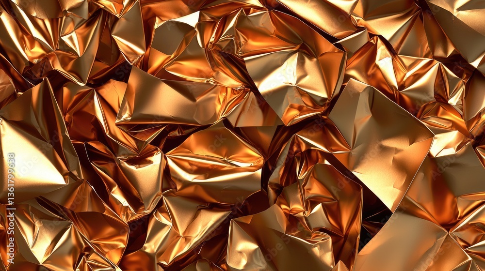 Crumpled gold foil texture with reflective metallic surface. Crumpled gold foil texture with reflective metallic surface.