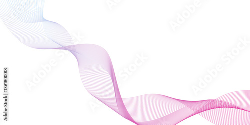 Abstract ping color wave line background, abstract smoke wispy shapes and formation, Pink curly ribbon isolated on white Pink ribbon symbolizing breast cancer awareness, 