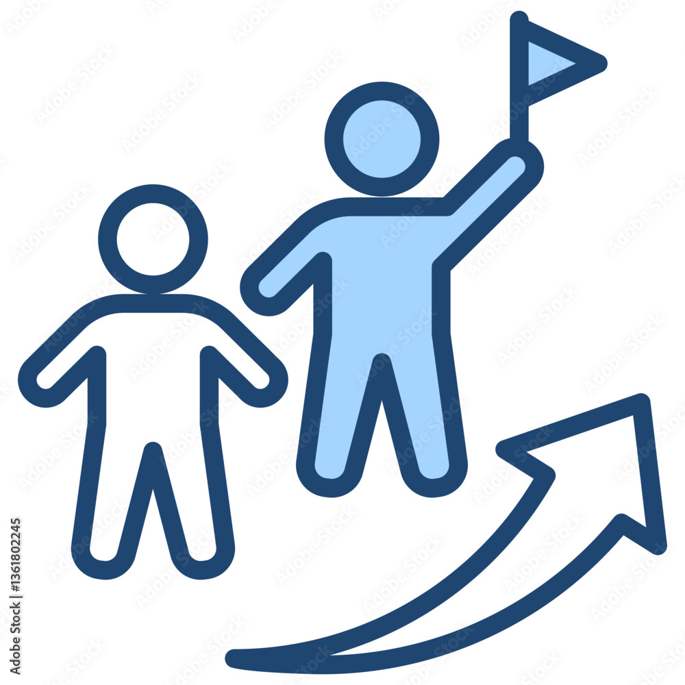 Development Leadership Icon Lineal Blue Style Development Leadership Icon Lineal Blue Style
