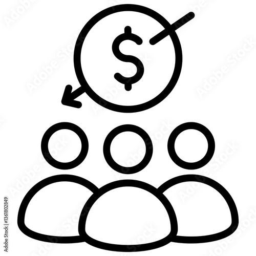 Crowdsource Income Icon Lineal Syle