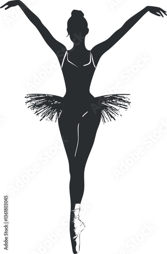 Elegant ballerina silhouette in tutu, perfect for dance-themed designs and artistic projects.