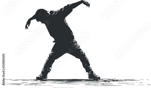 Silhouette of a dancer in dynamic pose for artistic and urban themes.