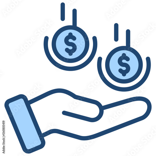 Dividend Icon Lineal Blue Style