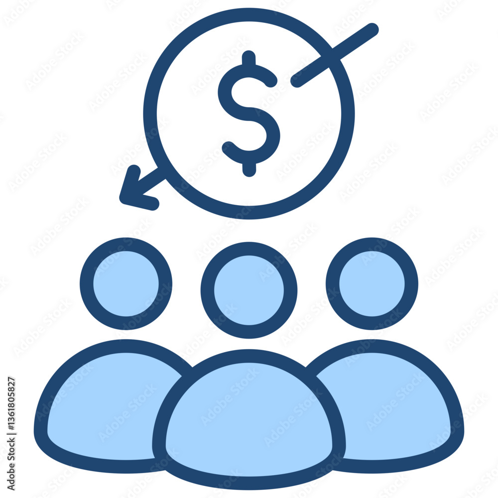 Crowdsource Income Icon Lineal Blue Style Crowdsource Income Icon Lineal Blue Style