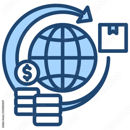 Export Earning Icon Lineal Blue Style