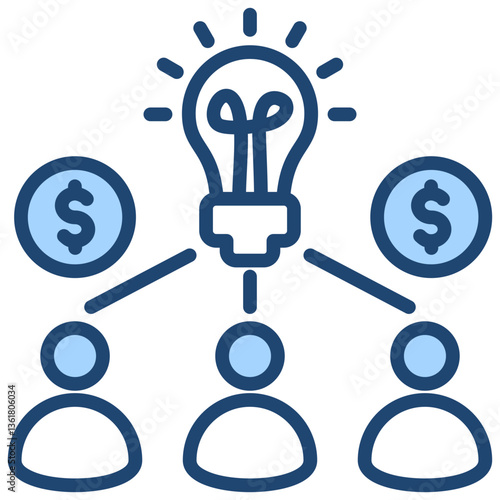 Crowdsourcing Reward Icon Lineal Blue Style