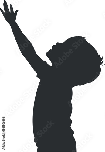 Silhouette of a child reaching upward, symbolizing hope and aspiration.