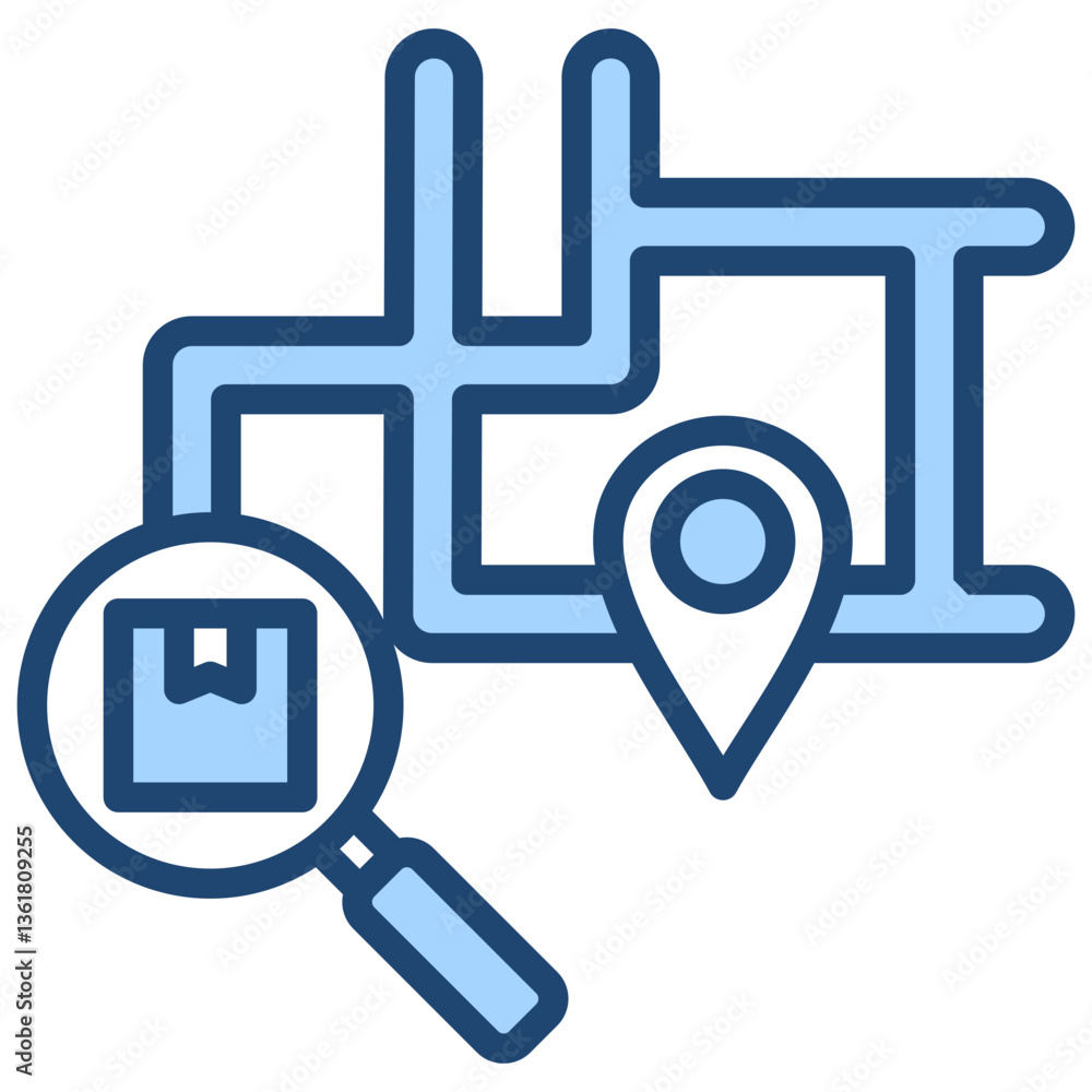Inventory Tracking Icon Lineal Blue Style Inventory Tracking Icon Lineal Blue Style