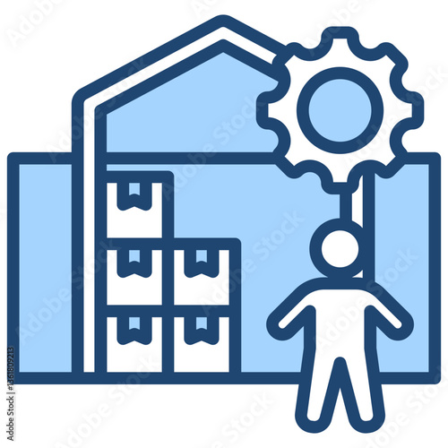 Warehouse Management Icon Lineal Blue Style