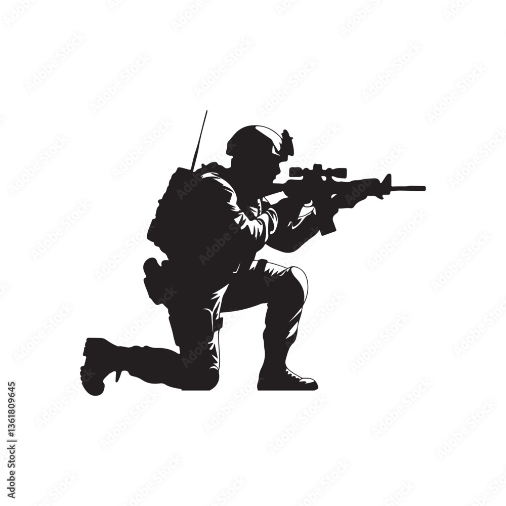 Naklejka premium silhouette down position army vector
