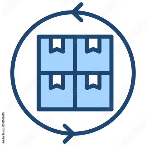 Inventory Turnover Icon Lineal Blue Style