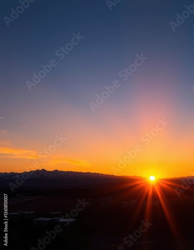 Wallpaper Mural Denver sunrise, Rocky Mountains silhouette, golden light, usa, urban Torontodigital.ca
