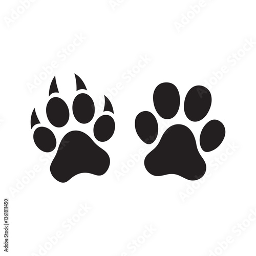 silhouette dog and cat paws vector 