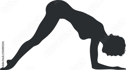 Silhouette of a woman in yoga pose for fitness and wellness themes.