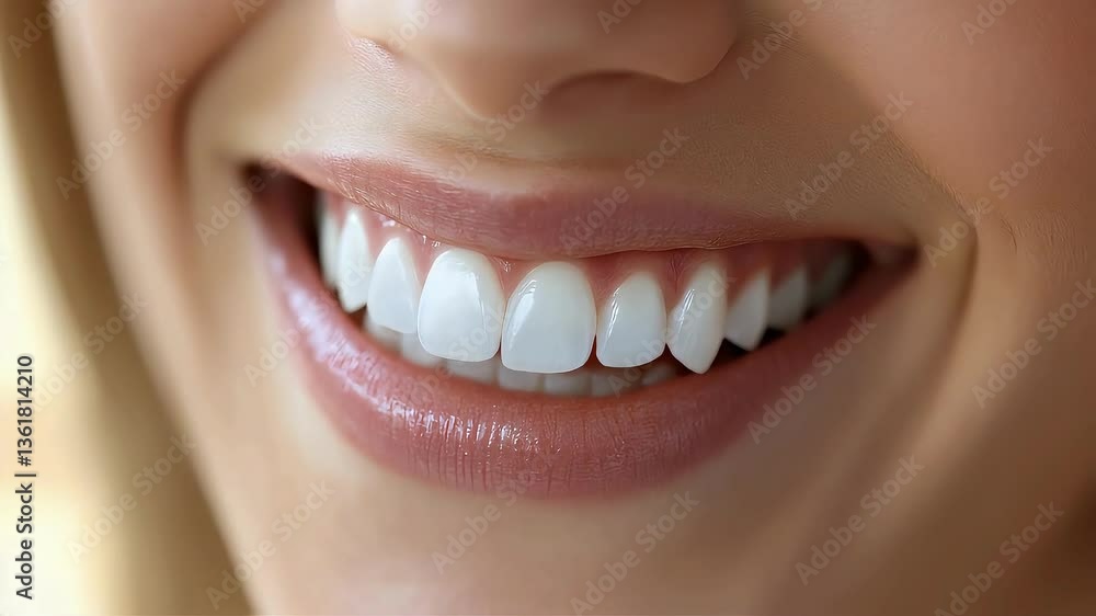 Close-up of a woman smiling with perfect white teeth. Close-up of a woman smiling with perfect white teeth.
