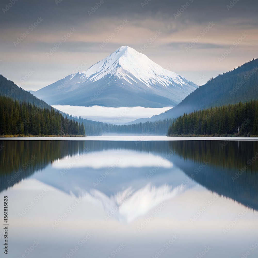 Snowcapped Mountain Lake Reflection. Snowcapped Mountain Lake Reflection.