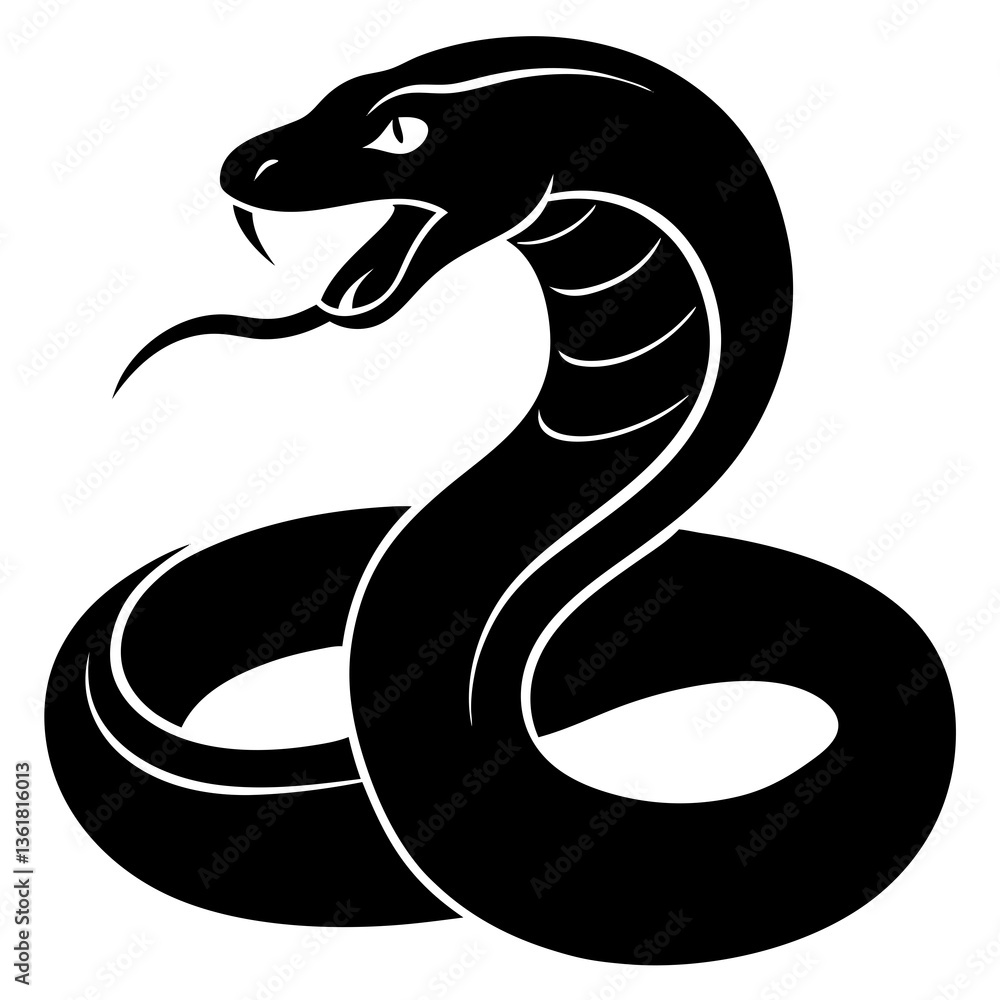 Fototapeta premium A vector silhouette of a snake coiled up